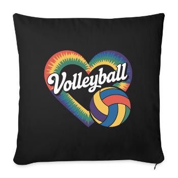 Volleyball Heart Volleyball Players - Sofa pillowcase 17,3'' x 17,3'' (45 x 45 cm) - black - Front