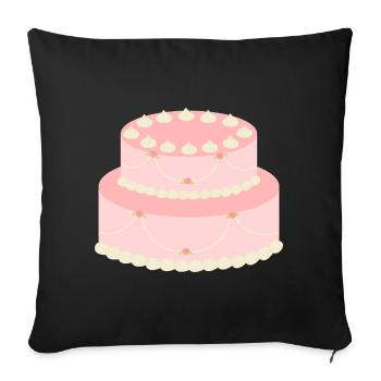 Gâteau à la rose pastel avec guirlandes - Housse de coussin décorative 45 x 45 cm - noir - Devant