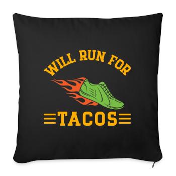 Courir courra pour le marathonien Tacos - Housse de coussin décorative 45 x 45 cm - noir - Devant