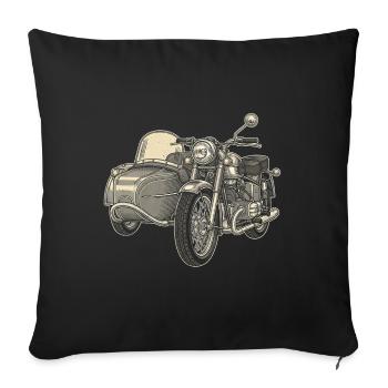 Side-car moto vintage - Housse de coussin décorative 45 x 45 cm - noir - Devant