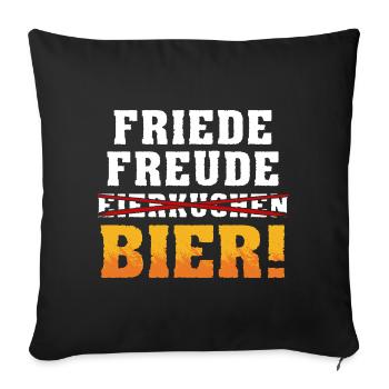 Paix, Joie, Bière - Housse de coussin décorative 45 x 45 cm - noir - Devant
