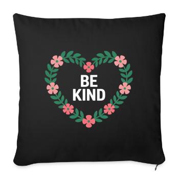 Be Kind Blossom Motif Coeur - Housse de coussin décorative 45 x 45 cm - noir - Devant