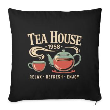 Maison de thé 1958 - Housse de coussin décorative 45 x 45 cm - noir - Devant