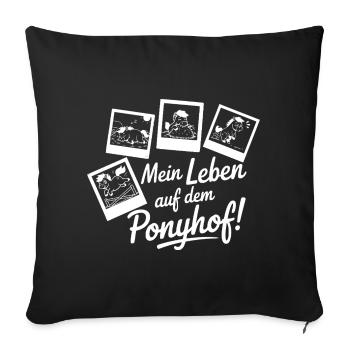 Ma vie à la ferme de poneys – Chemise de cheval drôle - Housse de coussin décorative 45 x 45 cm - noir - Devant