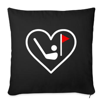 Golf Heart Club Ball Sport Gift - Sofa pillowcase 17,3'' x 17,3'' (45 x 45 cm) - black - Front