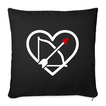 Archery Heart Bow Arrow Sport Gift - Sofa pillowcase 17,3'' x 17,3'' (45 x 45 cm) - black - Front