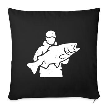 Angler pride: Classic fisherman silhouette - Sofa pillowcase 17,3'' x 17,3'' (45 x 45 cm) - black - Front