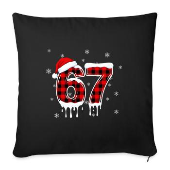 Six Seven 6 7 Meme Plaid Design with Santa Hat - Sofa pillowcase 17,3'' x 17,3'' (45 x 45 cm) - black - Front
