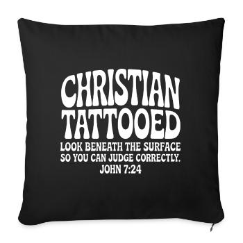 Christian Tattooed Look Beneath Surface - Sofa pillowcase 17,3'' x 17,3'' (45 x 45 cm) - black - Front