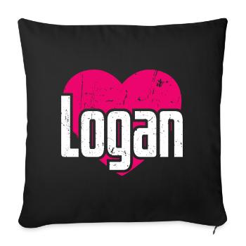 J’aime Logan Pink Heart J’aime Logan - Housse de coussin décorative 45 x 45 cm - noir - Devant
