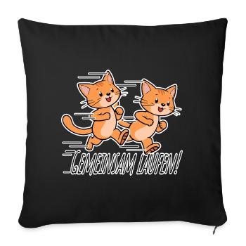 Run together! Cute Cats Running Team! - Sofa pillowcase 17,3'' x 17,3'' (45 x 45 cm) - black - Front