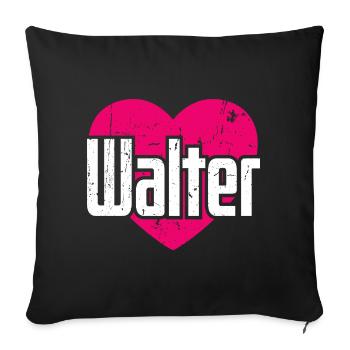 J’adore Walter Cœur Rose J’aime Walter - Housse de coussin décorative 45 x 45 cm - noir - Devant