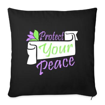 Protect Your Peace Mental Health Mindfulness - Sofa pillowcase 17,3'' x 17,3'' (45 x 45 cm) - black - Front