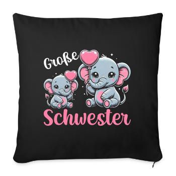 Big Sister Elephants Older Sibling - Sofa pillowcase 17,3'' x 17,3'' (45 x 45 cm) - black - Front