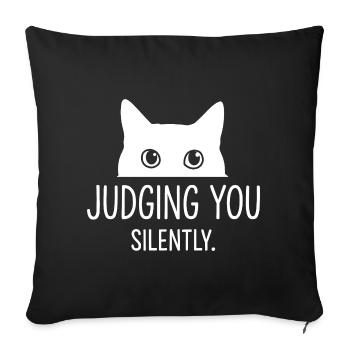 Humour félin, idée cadeau chat, animaux de compagnie drôles - Housse de coussin décorative 45 x 45 cm - noir - Devant