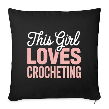 Cette fille adore le crochet - Housse de coussin décorative 45 x 45 cm - noir - Devant