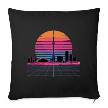 Neon Skyline Retro Sunset - Sofa pillowcase 17,3'' x 17,3'' (45 x 45 cm) - black - Front