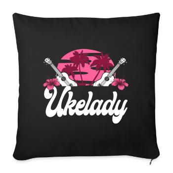 Ukulélé hawaïen Uke Ukelady - Housse de coussin décorative 45 x 45 cm - noir - Devant