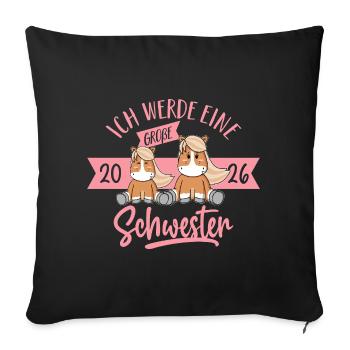 I'm going to be big sister – bangs girl baby - Sofa pillowcase 17,3'' x 17,3'' (45 x 45 cm) - black - Front