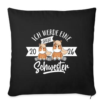 I'm going to be a big sister 2026 baby - Sofa pillowcase 17,3'' x 17,3'' (45 x 45 cm) - black - Front