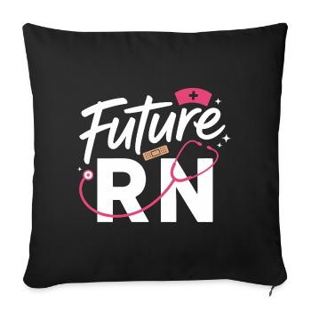 Futur infirmier diplômé stéthoscope et clinique - Housse de coussin décorative 45 x 45 cm - noir - Devant