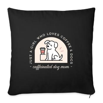 Esthétique de maman de chien drôle et amante du café - Housse de coussin décorative 45 x 45 cm - noir - Devant