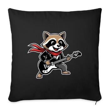Raccoon Rock Music Retro Funny Animal Gift - Sofa pillowcase 17,3'' x 17,3'' (45 x 45 cm) - black - Front