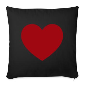 Cœur Cadeau rouge de la Saint-Valentin - Housse de coussin décorative 45 x 45 cm - noir - Devant