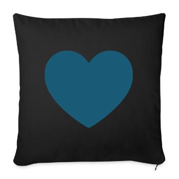 Cadeau de cœur bleu pour la Saint-Valentin - Housse de coussin décorative 45 x 45 cm - noir - Devant