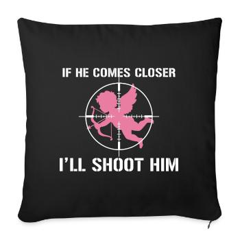 Anti-Saint-Valentin – Cupidon dans la ligne de mire - Housse de coussin décorative 45 x 45 cm - noir - Devant