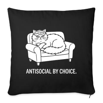 Antisocial by Choice Cat Gift - Sofa pillowcase 17,3'' x 17,3'' (45 x 45 cm) - black - Front