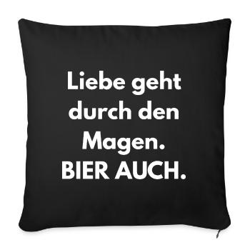 Love goes through the stomach Beer too - Sofa pillowcase 17,3'' x 17,3'' (45 x 45 cm) - black - Front
