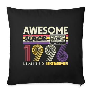 Cadeau rétro pour le 30e anniversaire 1996 - Housse de coussin décorative 45 x 45 cm - noir - Devant