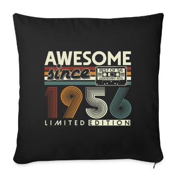 Cadeau rétro vintage pour le 70e anniversaire de 1956 - Housse de coussin décorative 45 x 45 cm - noir - Devant