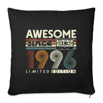 Cadeau rétro pour le 30e anniversaire 1996 - Housse de coussin décorative 45 x 45 cm - noir - Devant