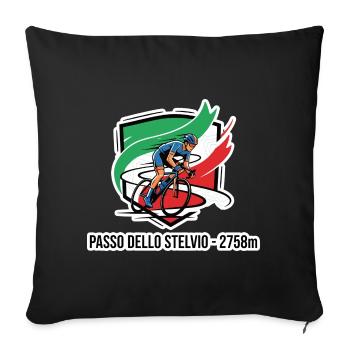 Insigne du Cavalier Passo Dello Stelvio 2758 m - Housse de coussin décorative 45 x 45 cm - noir - Devant