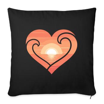 Heart sun by the sea - Sofa pillowcase 17,3'' x 17,3'' (45 x 45 cm) - black - Front
