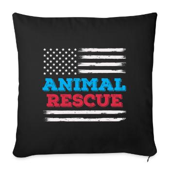 American Flag Animal Rescue Volunteer Shelter - Sofa pillowcase 17,3'' x 17,3'' (45 x 45 cm) - black - Front