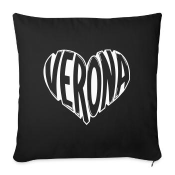 Typographie du cœur de Vérone - Housse de coussin décorative 45 x 45 cm - noir - Devant