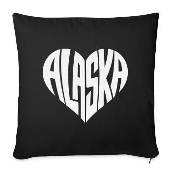 Alaska, États-Unis Lettrage cœur angulaire - Housse de coussin décorative 45 x 45 cm - noir - Devant