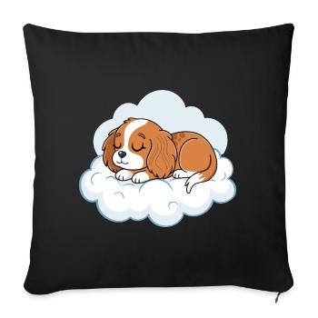 Chiot rêveur sur nuage - Housse de coussin décorative 45 x 45 cm - noir - Devant
