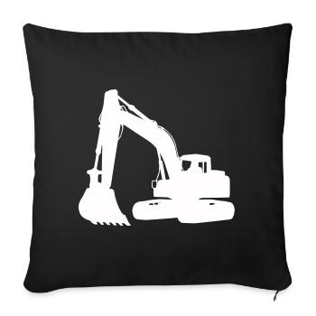 Silhouette d’excavatrice pour la conception de bâtiments - Housse de coussin décorative 45 x 45 cm - noir - Devant