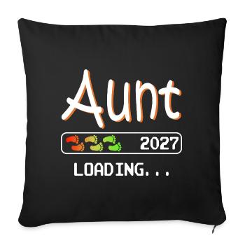 Chargement de la future tante 2027 Je vais devenir tante - Housse de coussin décorative 45 x 45 cm - noir - Devant
