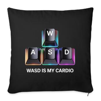 Funny Gaming Keyboard WASD My Cardio Gamer - Sofa pillowcase 17,3'' x 17,3'' (45 x 45 cm) - black - Front