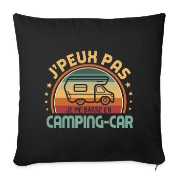 J’peux pas je me barre en camping-car humour - Housse de coussin décorative 45 x 45 cm - noir - Devant