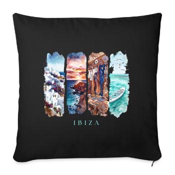 Ibiza Holiday Travel – Balearic Islands Beach & Party - Sofa pillowcase 17,3'' x 17,3'' (45 x 45 cm) - black - Front