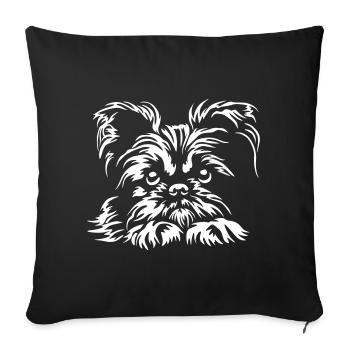 Tête de griffon de Bruxelles « Édition noire » - Housse de coussin décorative 45 x 45 cm - noir - Devant