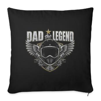 Papa Legend Motorradhelm: Flügel – Vatertag - Sofakissenbezug 45 x 45 cm - Schwarz - Vorne