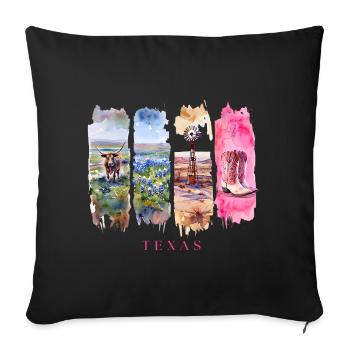 Texas Travel – Longhorn & Cowboy Spirit - Sofa pillowcase 17,3'' x 17,3'' (45 x 45 cm) - black - Front