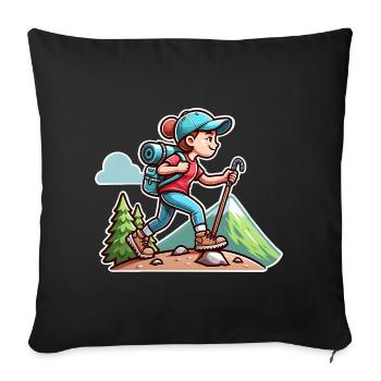 Hiker Hiking - Sofa pillowcase 17,3'' x 17,3'' (45 x 45 cm) - black - Front